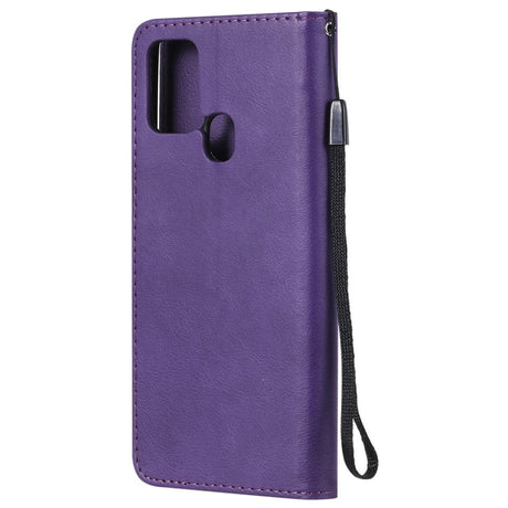 Samsung Galaxy A21s Læder Flip Cover m. Pung og Strop - Lilla