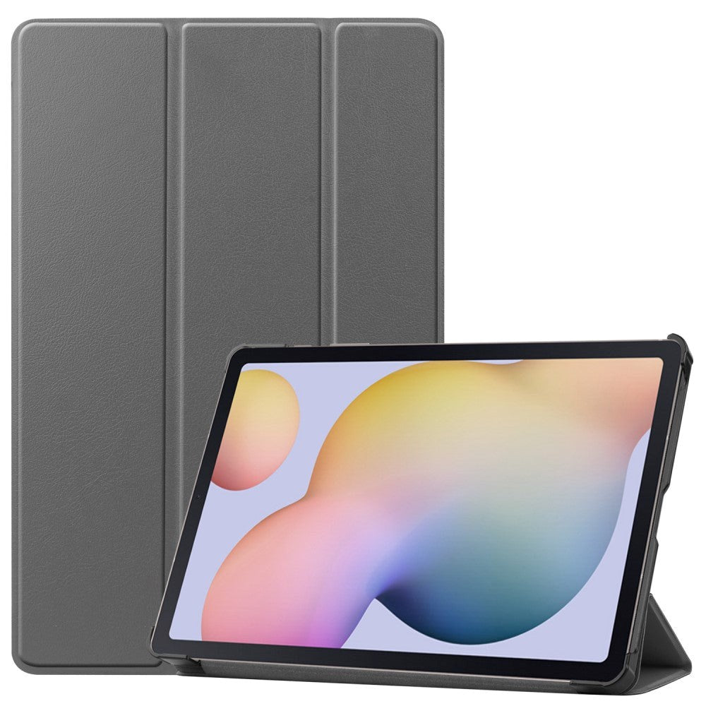 Samsung Galaxy Tab S8 / S7 Tri-Fold Læder Flip Cover m. Stylus Pen Holder - Grå