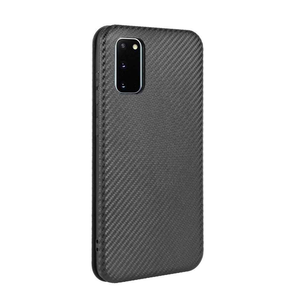 Samsung Galaxy S20 FE / FE (5G) Carbon Tekstur Flip Cover - Sort