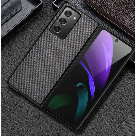 Samsung Galaxy Z Fold2 Stofbetrukket Plastik Cover - Sort