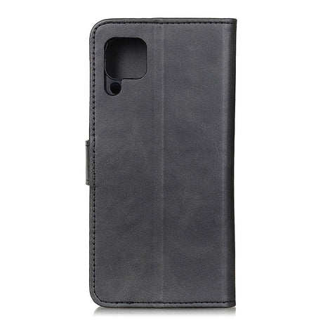 Samsung Galaxy A12 Blank Læder Cover m. Pung - Sort