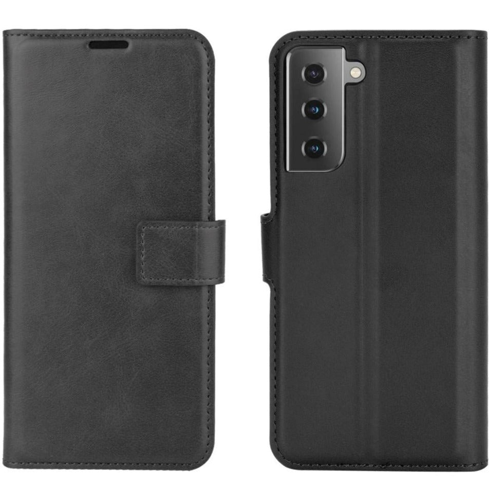 Samsung Galaxy S21 Læder Flip Cover m. Pung - Sort