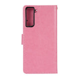 Samsung Galaxy S21 Flip Cover m. Stander & Pung - Blomster - Pink