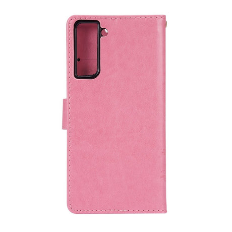 Samsung Galaxy S21 Flip Cover m. Stander & Pung - Blomster - Pink