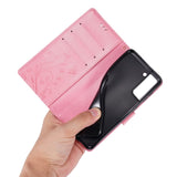 Samsung Galaxy S21 Flip Cover m. Stander & Pung - Blomster - Pink