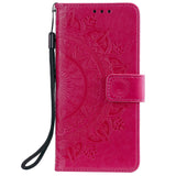 Samsung Galaxy S21+ (Plus) Læder Cover m. Pung - Mandala Imprint - Rose