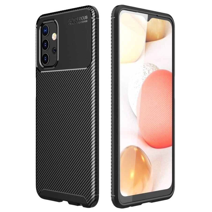 Samsung Galaxy A32 (5G) Carbon Fiber Fleksibelt Plastik Cover - Sort