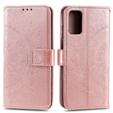 Samsung Galaxy A02s Læder Cover m. Pung - Mandala Imprint - Rose Gold