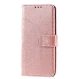 Samsung Galaxy A02s Læder Cover m. Pung - Mandala Imprint - Rose Gold