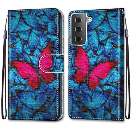 Samsung Galaxy S21 Flip Cover m. Pung - Sommerfugl