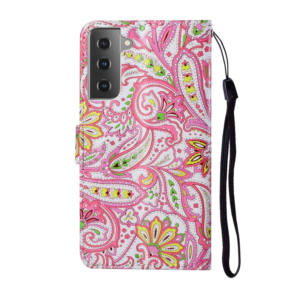 Samsung Galaxy S21+ (Plus) Læder Cover m. Pung - Paisley Flower