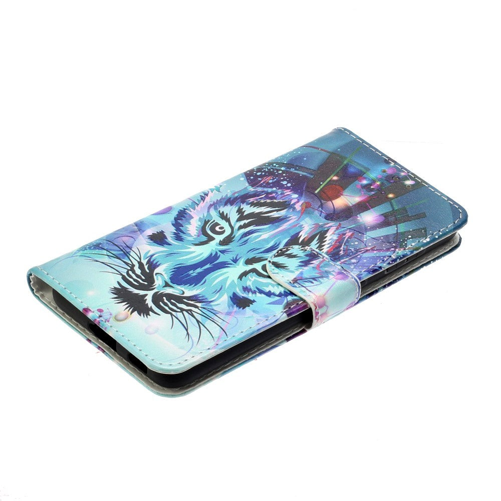 Samsung Galaxy S21+ (Plus) Læder Cover m. Pung - Blå Tiger