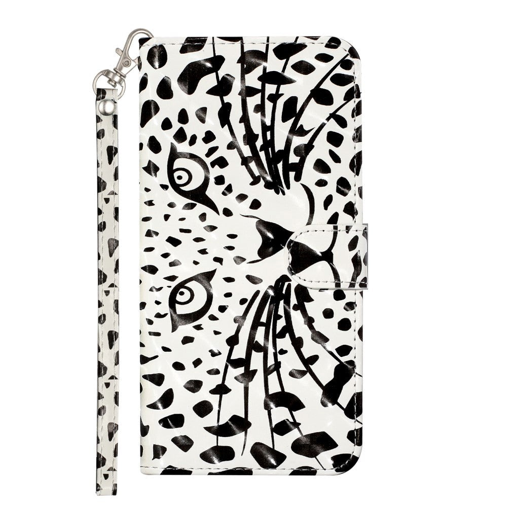 Samsung Galaxy S21+ (Plus) Skinnende Læder Cover m. Pung - Hvid Tiger