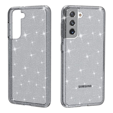 Samsung Galaxy S21 Glimmer Plastik Cover - Gennemsigtig / Sort