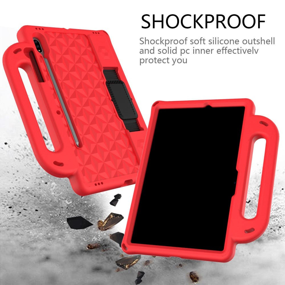 Samsung Galaxy Tab S7 Håndværker Cover m. Pencil Holder - Bærestrop & Skulderstrop - Rød