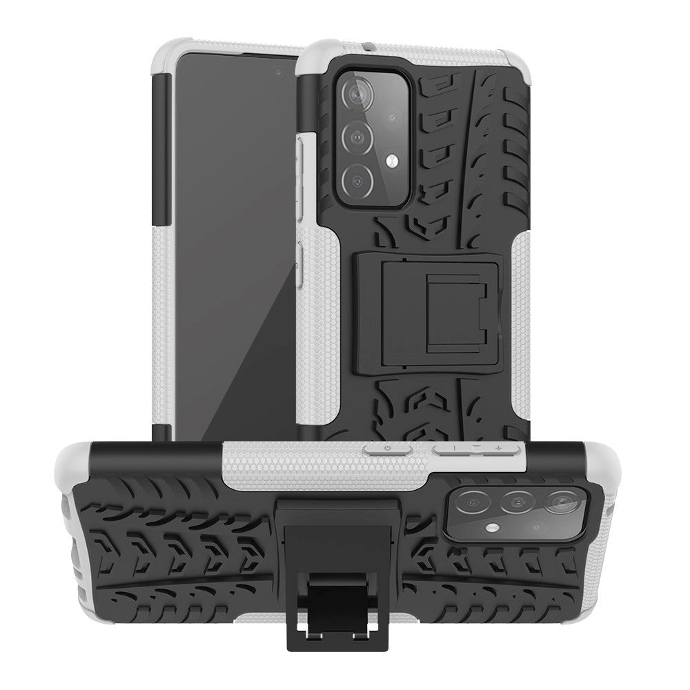 Samsung Galaxy A52s (5G) / A52 (4G / 5G) Cool Tyre Håndværker Bagside Cover m. Stander - Hvid