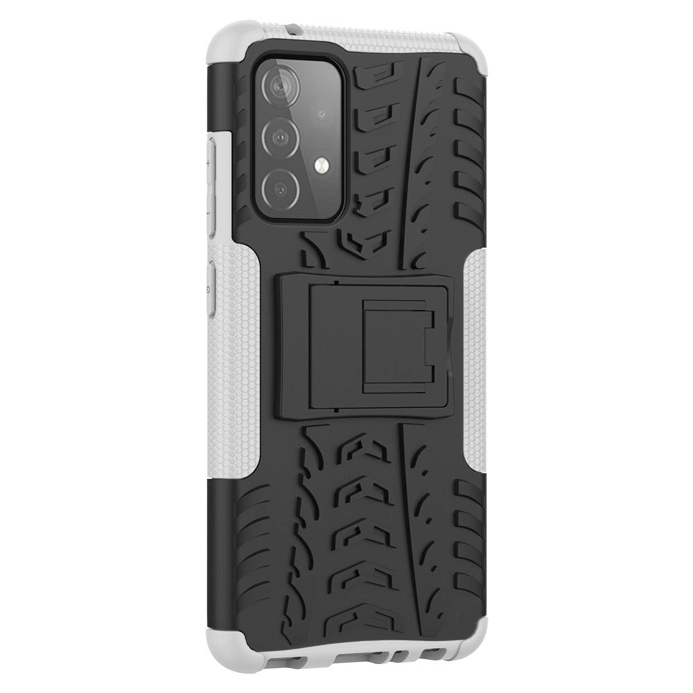 Samsung Galaxy A52s (5G) / A52 (4G / 5G) Cool Tyre Håndværker Bagside Cover m. Stander - Hvid