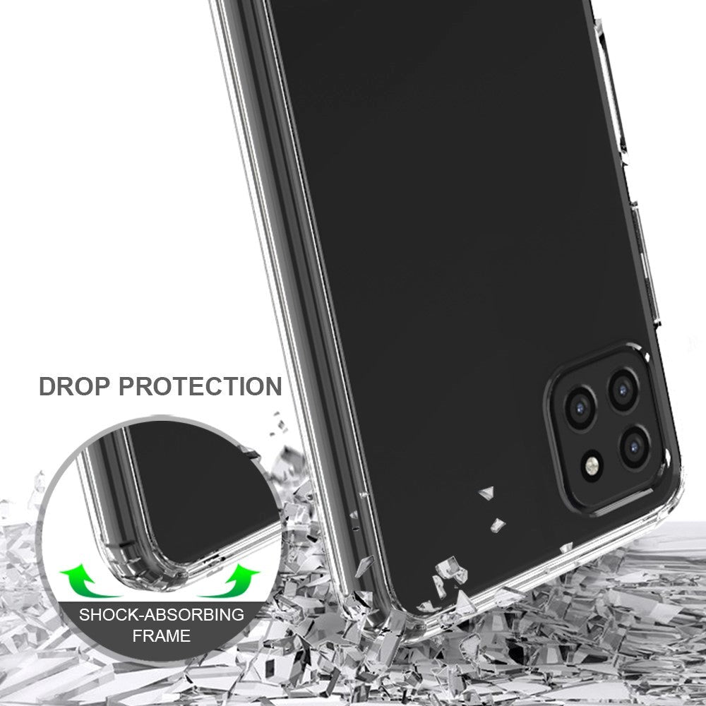 Samsung Galaxy A22 (5G) Shock-Proof Hybrid Plastik Bagside Cover - Gennemsigtig