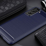 Samsung Galaxy S21 FE (5G) Brushed Carbon Bagside Cover - Blå