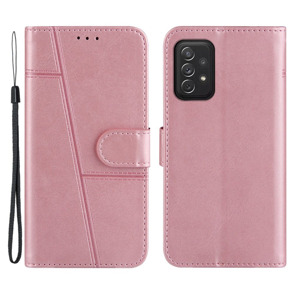 Samsung Galaxy A72 (4G / 5G) Læder Flip Cover m. Pung & Ståfunktion - Lyserød