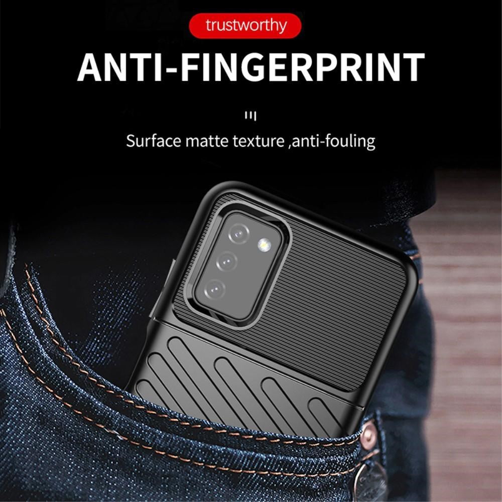 Samsung Galaxy A03s Thunder Series Twill Plastik Bagside Cover - Sort