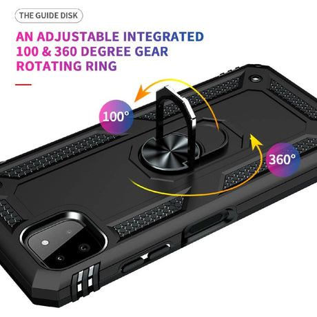 Samsung Galaxy A22 (5G) Hybrid Håndværker Bagside Cover m. Magnetisk Kickstand - Sort