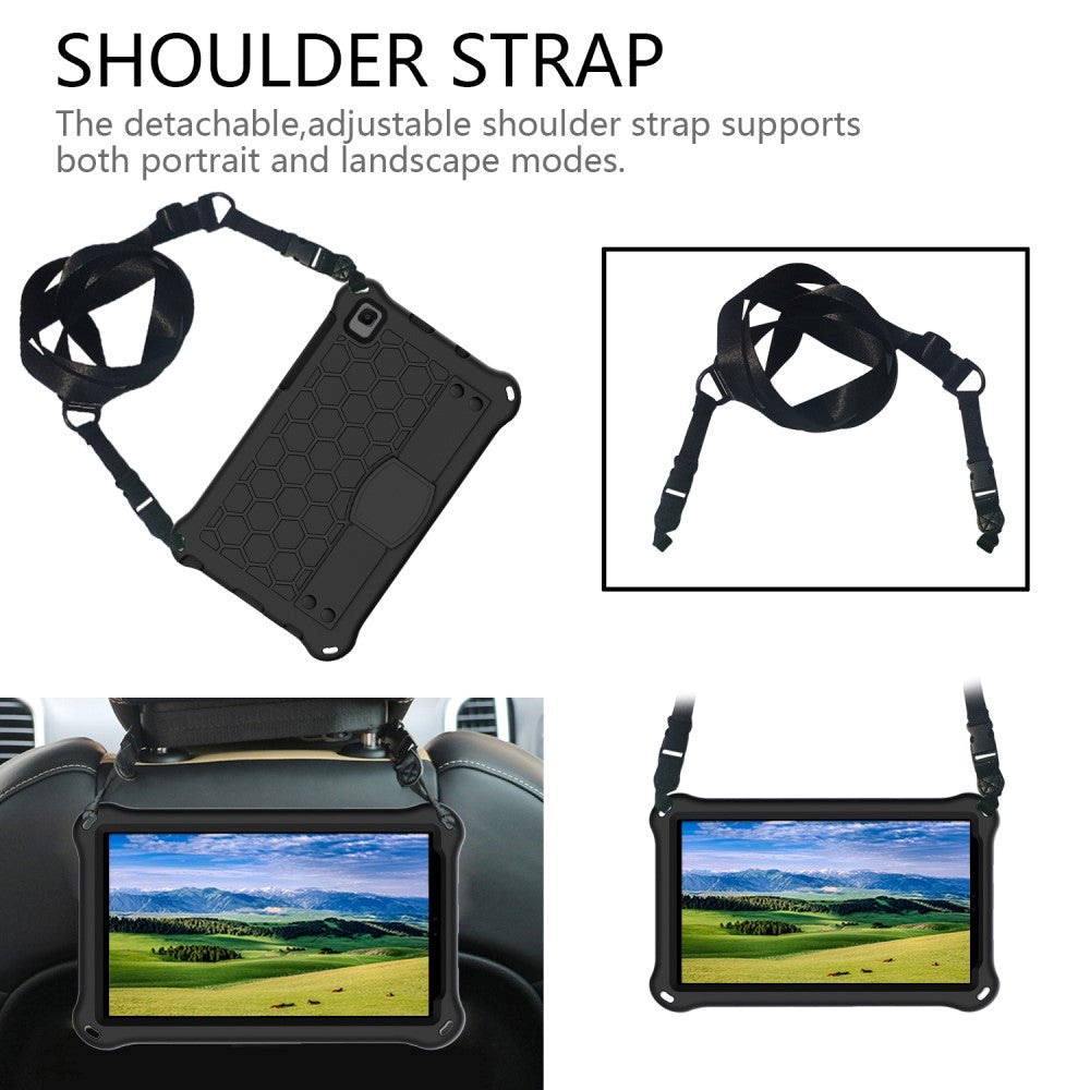 Samsung Galaxy Tab A7 Lite 8.7" Håndværker Case m. Bærestrop & Skulderstrop - Sort