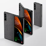 Samsung Galaxy Z Fold3 5G Carbon Fiber Læderbetrukket Bagside Cover - Sort