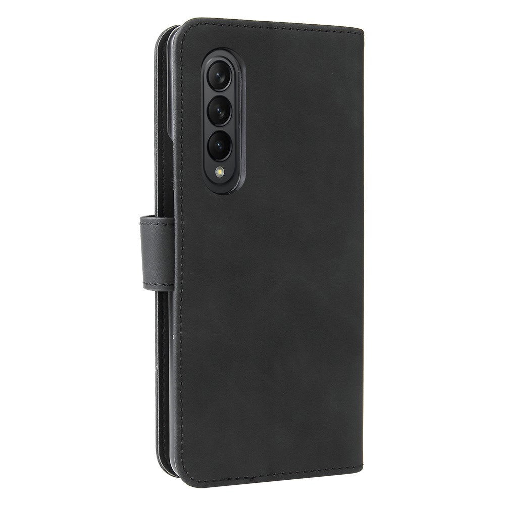 Samsung Galaxy Z Fold3 5G Blødt Læder Flip Cover m. Pung - Sort