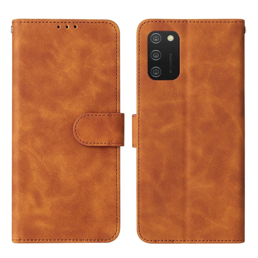 Samsung Galaxy A03s Læder Flip Cover m. Pung - Brun