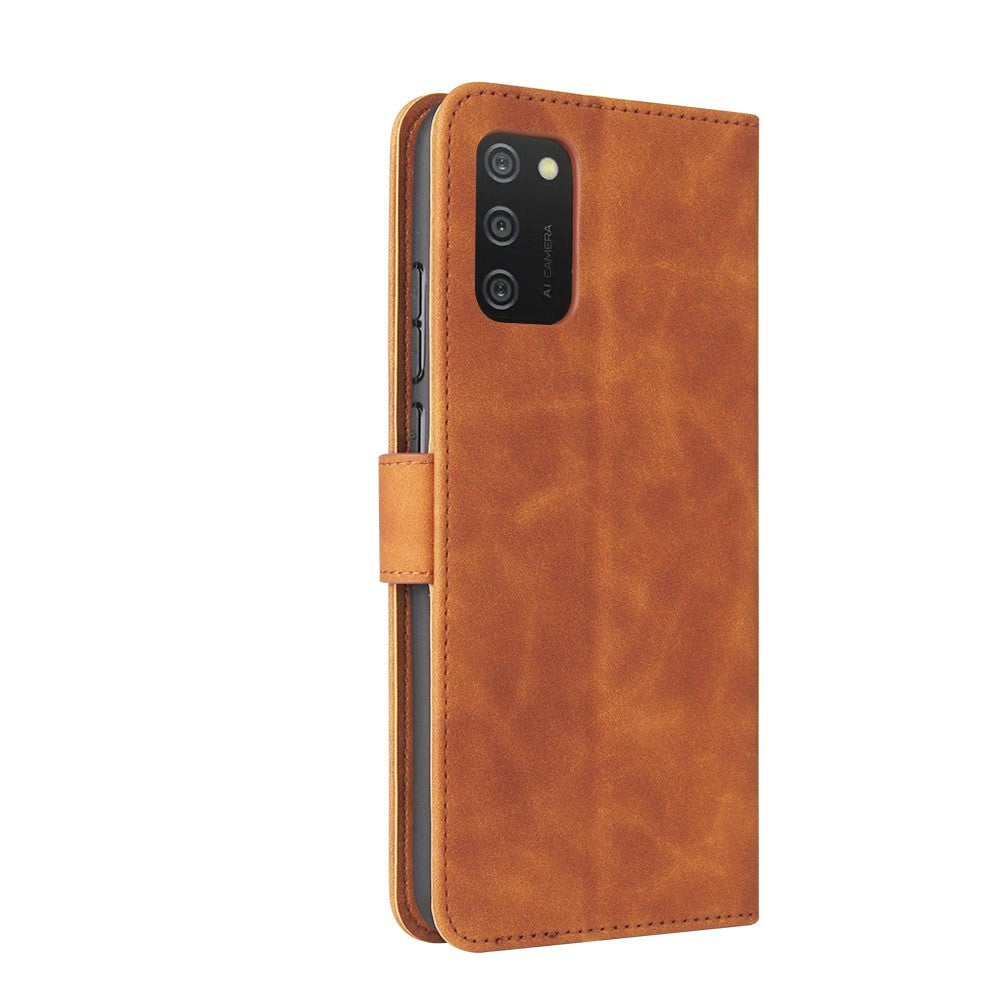 Samsung Galaxy A03s Læder Flip Cover m. Pung - Brun