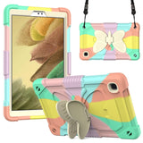 Samsung Galaxy Tab A7 Lite Butterfly Kickstand Børne Cover - Grå / Regnbue V2