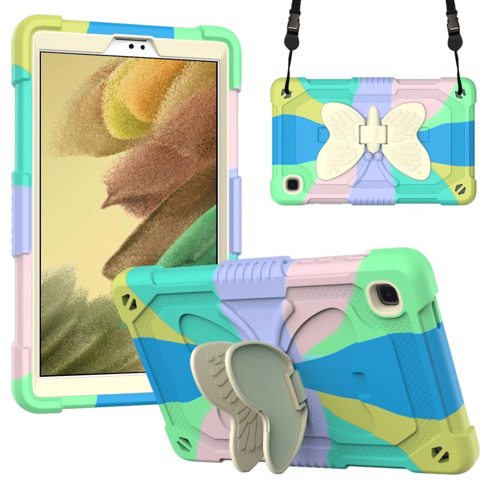 Samsung Galaxy Tab A7 Lite Butterfly Kickstand Børne Cover - Regnbue V3