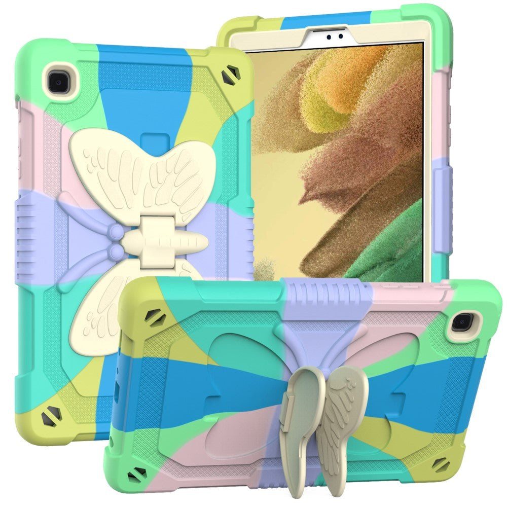 Samsung Galaxy Tab A7 Lite Butterfly Kickstand Børne Cover - Regnbue V3