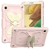 Samsung Galaxy Tab A7 Lite Butterfly Kickstand Børne Cover - Grå / Pink