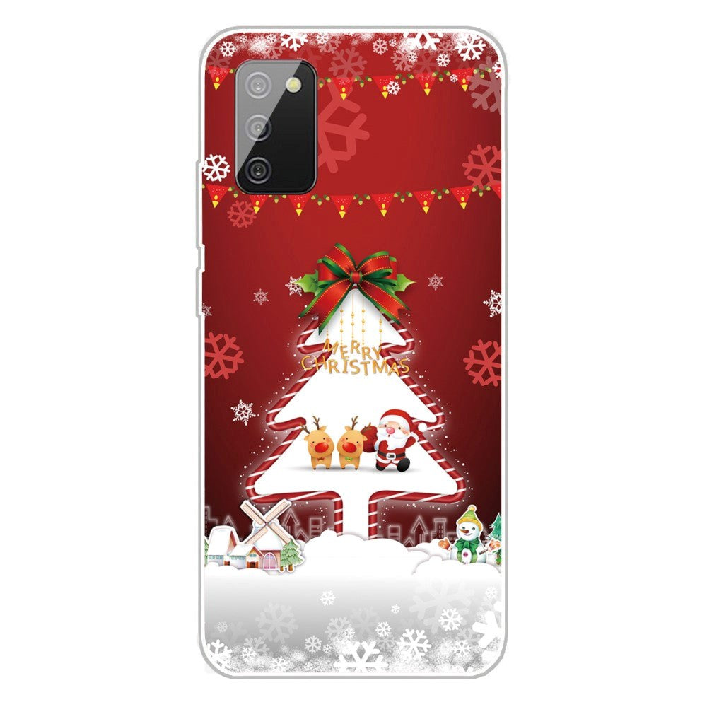 Samsung Galaxy A03s TPU Plast Julecover - Merry Christmas - Juletræ & Snefnug