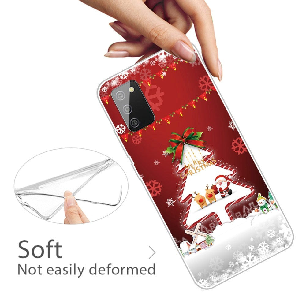 Samsung Galaxy A03s TPU Plast Julecover - Merry Christmas - Juletræ & Snefnug