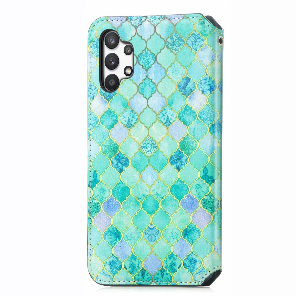 Samsung Galaxy A32 (4G) Caseneo Læder Flip Cover m. Pung & Farverigt Print - Emerald