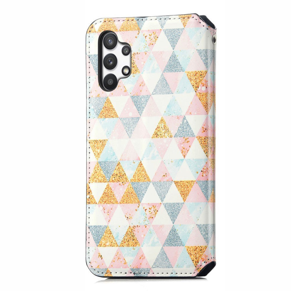 Samsung Galaxy A32 (4G) Caseneo Læder Flip Cover m. Pung & Farverigt Print - Rhombus