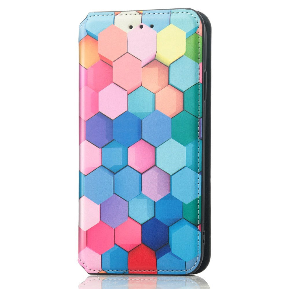 Samsung Galaxy A32 (4G) Caseneo Læder Flip Cover m. Pung & Farverigt Print - Farverige Felter