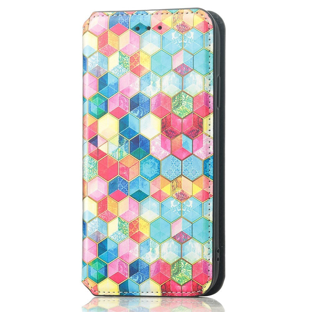 Samsung Galaxy A32 (4G) Caseneo Læder Flip Cover m. Pung & Farverigt Print - Magiske Felter