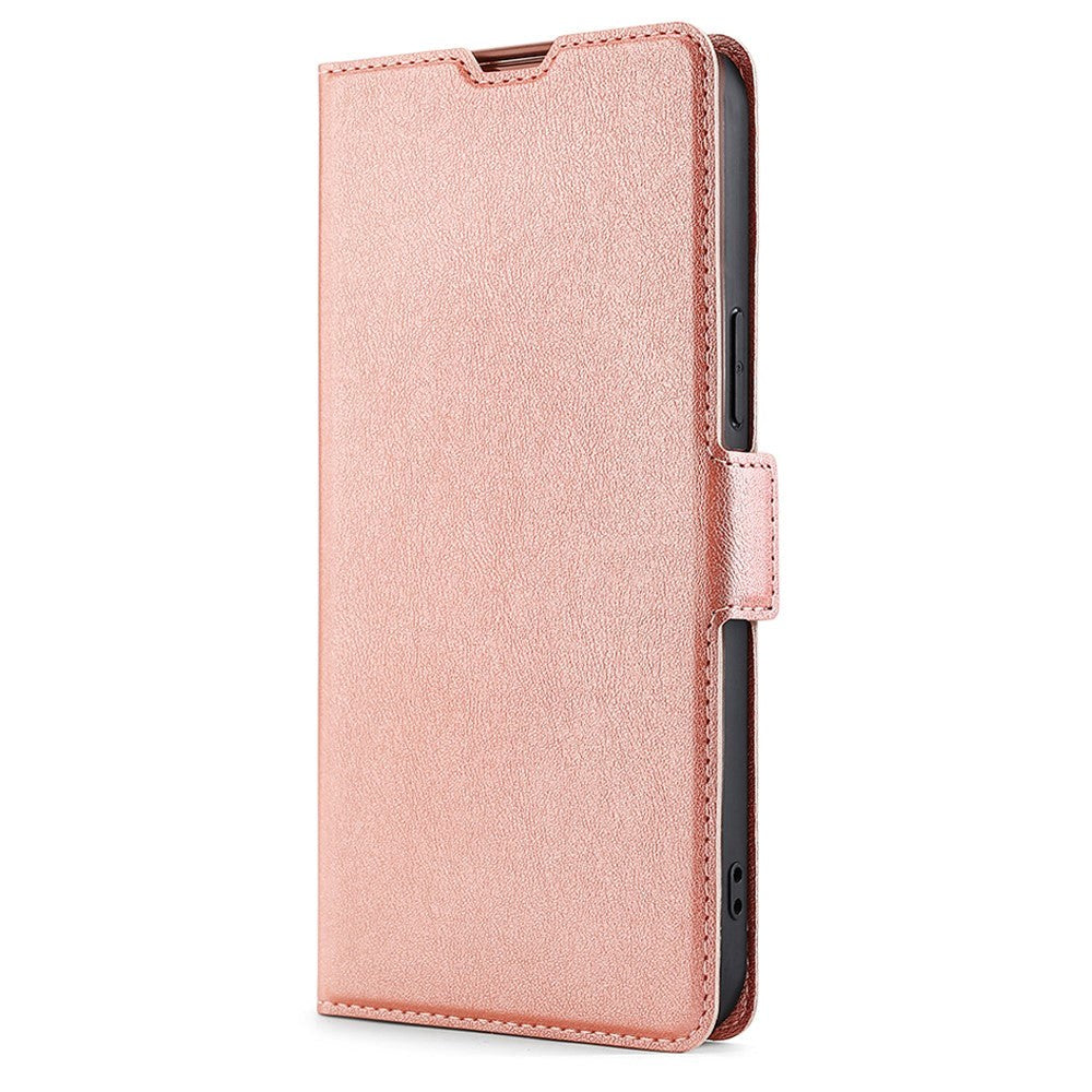 Samsung Galaxy S22 Thin PU Læder Cover m. Pung - Rose Gold