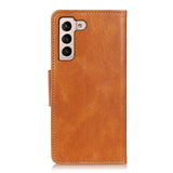 Samsung Galaxy S22 Vintage Texture Læder Flip Cover m. Pung - Brun