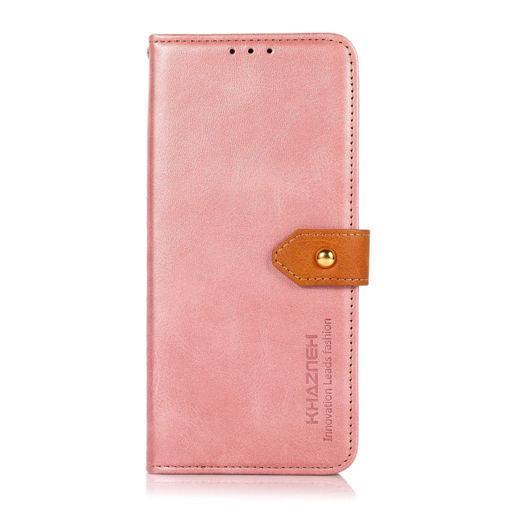 Samsung Galaxy S22 Khazneh Læder Flip Cover m. Pung & Gylden Lås - Rose Gold