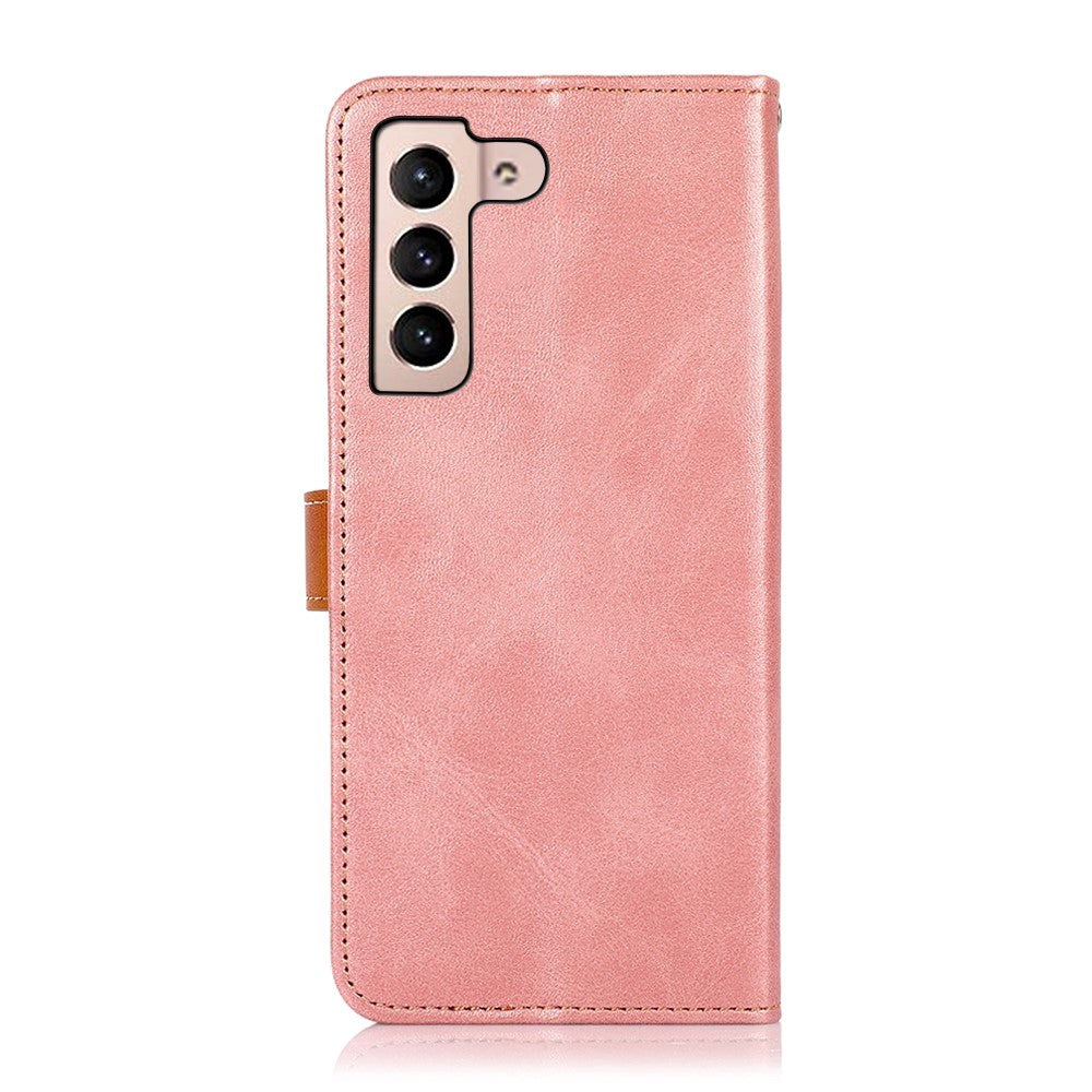 Samsung Galaxy S22 Khazneh Læder Flip Cover m. Pung & Gylden Lås - Rose Gold