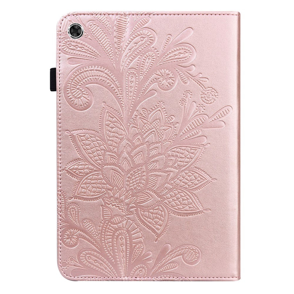 Samsung Galaxy Tab A8 10.5" (2021) - Flip Cover m. Indbygget Pung - Blomster Aftryk - Rose Gold