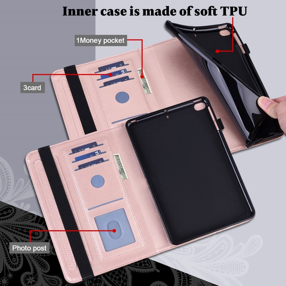 Samsung Galaxy Tab A8 10.5" (2021) - Flip Cover m. Indbygget Pung - Blomster Aftryk - Rose Gold