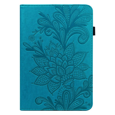 Samsung Galaxy Tab A8 10.5" (2021) - Flip Cover m. Indbygget Pung - Blomster Aftryk - Blå