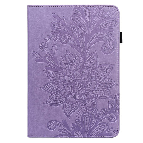 Samsung Galaxy Tab A8 10.5" (2021) - Flip Cover m. Indbygget Pung - Blomster Aftryk - Lilla