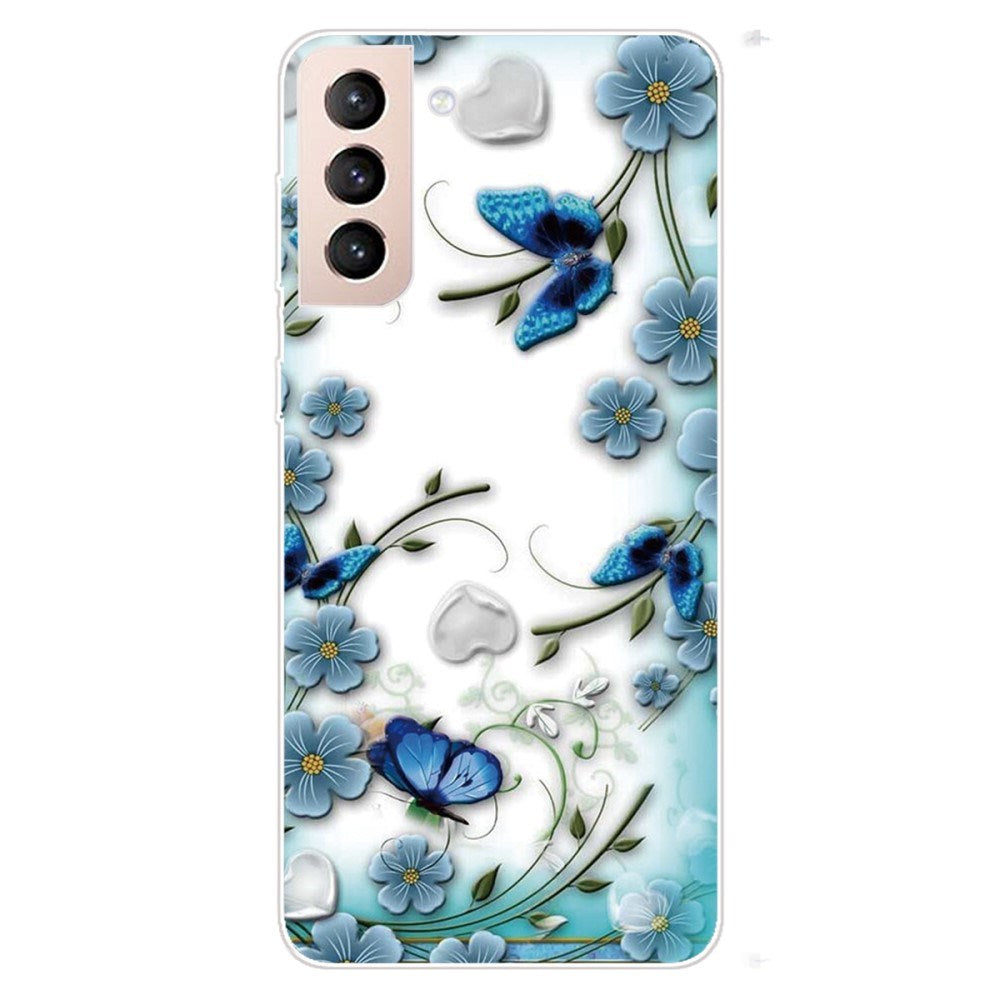 EIDERWOOD Samsung Galaxy S22+ (Plus) Fleksibelt Plastik Bagside Cover m. Flot Motiv - Blå Blomster & Hjerter
